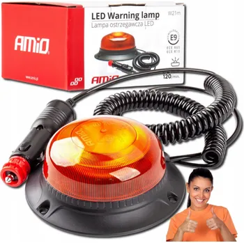 Maják Výstražný maják - kohout na magnet 18x LED NÍZKÝ 12V 24V do zapalovače