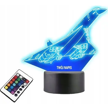 Lampička LAMPKA na SKLE Letadlo Concorde 3D LED RGB + DÁLKOVÝ OVLADAČ 16 BAREV