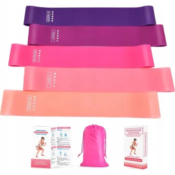 ODPOROVÉ GUMY NA CVIČENÍ – SADA 5 KUSŮ | RŮŽOVÉ | RŮZNÉ ÚROVNĚ ODPORU