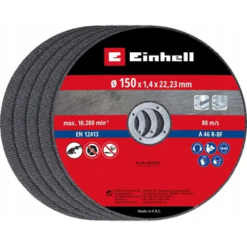 Řezný kotouč EINHELL SADA PĚTI ŘEZNÝCH KOTOUČŮ NA KOV 150 mm x 1,4 mm x 22,23 mm 5 ks