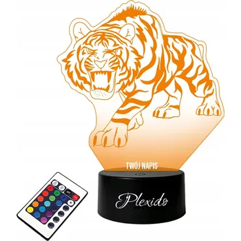 Lampička LAMPKA na SKLE Statuetka Tygr Sibiřský 3D LED RGB + DÁLKOVÝ OVLADAČ 16 BAREV