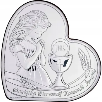 Obraz Stříbrný obrázek k prvnímu svatému přijímání s gravírováním 8.5x8.7 cm | SKU: FU820508