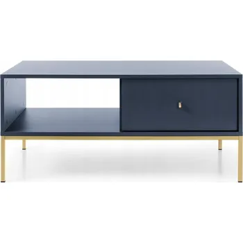 Konferenční stolek Moderní konferenční stolek do obývacího pokoje 103 cm, tmavě modrý, zlatý rám