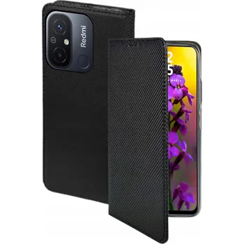 Pouzdro na mobilní telefon Pouzdro s klopou RCBR pro Xiaomi Redmi 12C SMART MAGNET černé