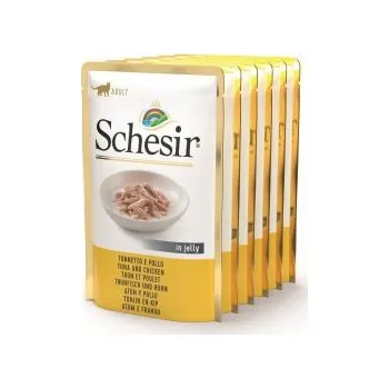 Krmivo pro kočku Schesir Cat Adult tuňák a kuře v želé 6x85g