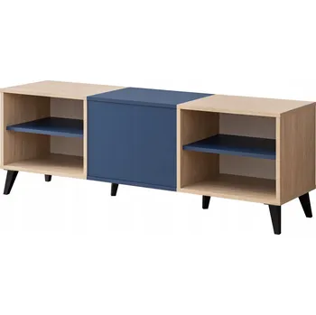 Televizní stolek Komodee Fondi TV stolek, Stojan na víno, Do obýváku, Modrá/Světlé dřevo