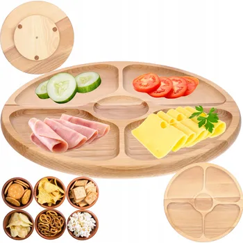 Kuchyňské prkénko Mwood Otočné Prkénko 4 komory 33,5 cm pro servírování sýrů a svačin