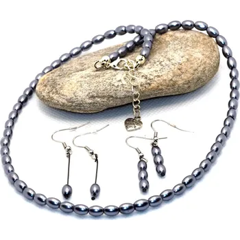 Náhrdelník Sada - náhrdelník a náušnice - perlové oválky