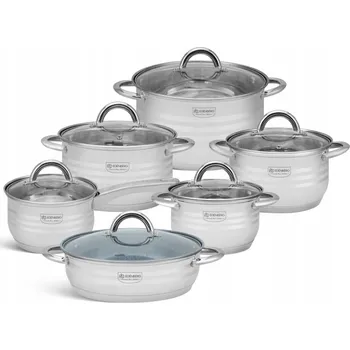 Sada nádobí Sada hrnců Edenberg – ocelové hrnce z nerezová ocel, 12 kusů.