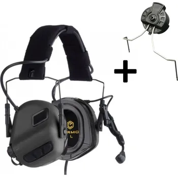 Taktický headset M32 PLUS SET - černý + čelenka, montáž na helmu, EARMOR