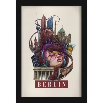 Obraz Elegantní obraz do obýváku Vintage retro styl Berlín Medvěd Berlínská zeď 20x30