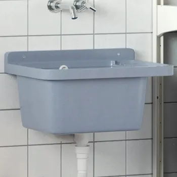 Umyvadlo ŠEDÉ ZÁVĚSNÉ UMYVADLO NA ZEĎ 50X35X24CM Z PRYSKYŘICE