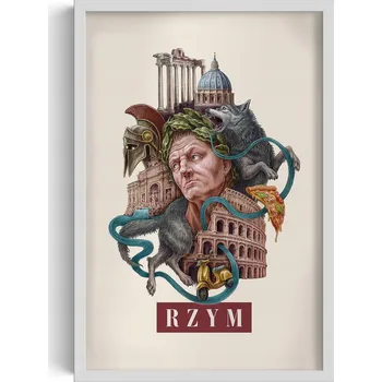 Obraz Nástěnný obraz rám Vintage retro styl Řím Koloseum Vlčice Pizza 40x60 cm