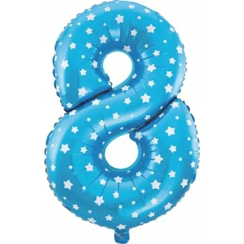 Balónek Fóliový balónek k narozeninám ČÍSLICE 8 modrý s hvězdičkami, 40 cm