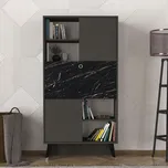 Praktický policový regál UNIFLOR, antracit/černý mramor, 90x173,6 cm