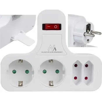 Elektrická zásuvka Maclean Čtyřzásuvková prodlužovací šňůra s vypínačem 2x2,5A 2x16A MCE224G