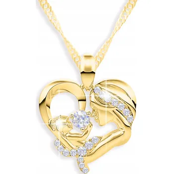 Náhrdelník Náhrdelník Larezo Stříbro Pozlacený 925 Zirkon Srdce 45 cm