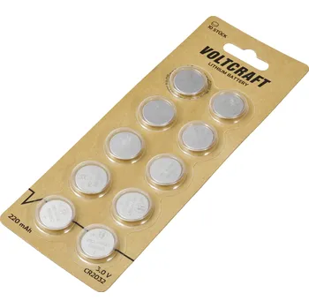 Článková baterie VOLTCRAFT CR 2032 knoflíkový článek 3 V 220 mAh lithiová VC-16107995 10 ks