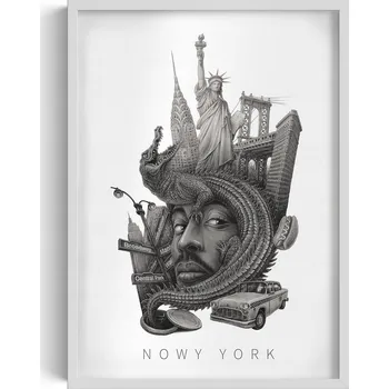 Obraz Nástěnný obraz Černobílý New York Socha Svobody Brooklynský most 50x70 cm