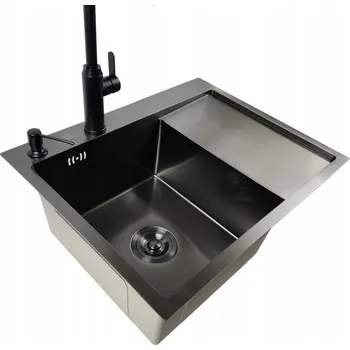 Granitový dřez Kuchyňský dřez jednokomorový s odkapávačem Grafit 6350L + Příslušenství