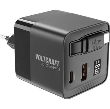 Nabíječka baterií VOLTCRAFT UC-2C1A65W02 USB nabíječka 65 W 1x USB A , 2x USB-C® Počet výstupů: 3 x GaN, USB Power Delivery (USB-PD) , Rychlonabíječka