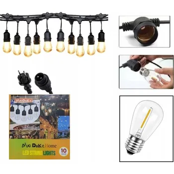 Venkovní osvětlení SVĚTELNÝ ŘETĚZ ZAHRADNÍ LED SVĚTLA VENKOVNÍ 10 METRŮ 10X ŽÁROVKA E27