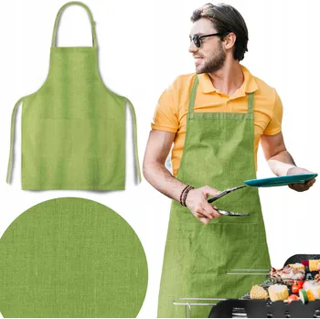 Kuchyňská zástěra KUCHYŇSKÁ ZÁSTĚRA ZÁSTĚRKA GASTRONOMIE NA VAŘENÍ ZELENÁ GRILOVÁNÍ
