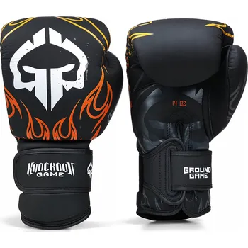 Boxerské rukavice Boxerské rukavice Ground Game Flames černé 16 oz
