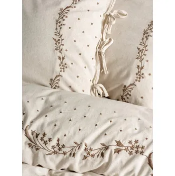 Povlečení Cotton Box Luxusní povlečení – len & bavlna s romantickou výšivkou | Natural rozměr přikrývky: 140 x 200 cm (jednolůžko) 9121/140