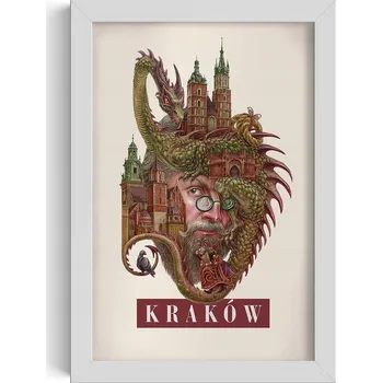 Obraz Nástěnný obraz rám Vintage retro styl Krakov Kostel Panny Marie Drak 20x30 cm