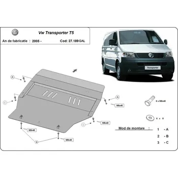 Kryt motoru Kryt pod motor VOLKSWAGEN TRANSPORTER T5 Valník (7JD, 7JE, 7JL) - Plech -