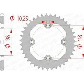 Nářadí na motocykly Ocelové zadní kolo řetězky Afam 92401 42 zubů, rozteč 520