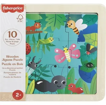 Hračka pro nejmenší Fisher-Price Dřevěné puzzle pro děti Hmyz, dřevěná hračka 2+, HXV19