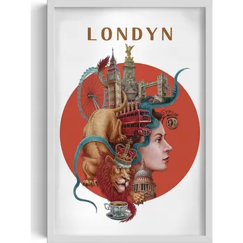 Obraz Obraz dekorace na zeď Londýn Big Ben Tower Bridge Lev Autobus 40x60 cm