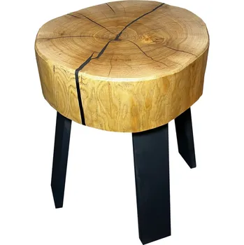 Konferenční stolek masivní jasanový odkládací stolek s černou pryskyřicí