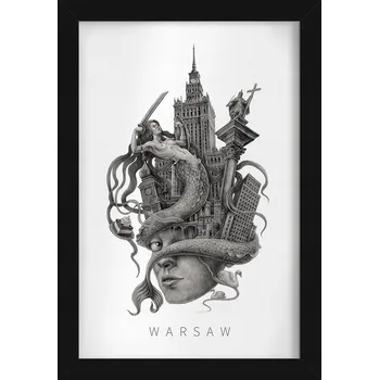 Obraz Obraz na zeď rám Černobílý Varšava Siréna Sloup Zikmunda WZ-ka 20x30