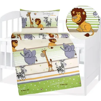 Povlečení Bellatex Dětské povlečení krep Agáta Zelená,Béžová,Bílá