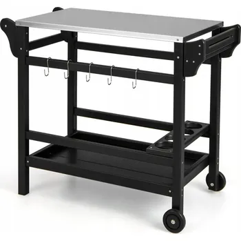 Příslušenství pro gril Grilovací vozík s deskou z nerezové oceli 105 x 54 x 85 cm