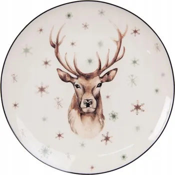 Talíř Porcelánový zimní dezertní talíř s motivem soba Reindeer - 21x2 cm