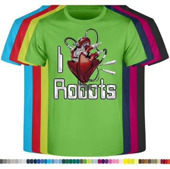 panske-levne-bavlnene-tricko-digi-potisk-srdce-robot Barva: Lime - limetková, velikost: M