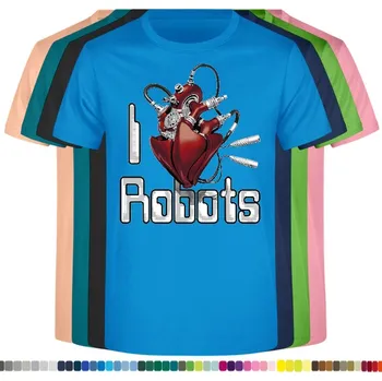 Pánské tričko panske-levne-bavlnene-tricko-digi-potisk-srdce-robot Barva: Azure - azurově modrá, velikost: 5XL