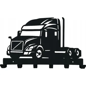 Věšák Věšák na klíče, oblečení, ručníky, motiv TIR, kamion, kovový černý loft