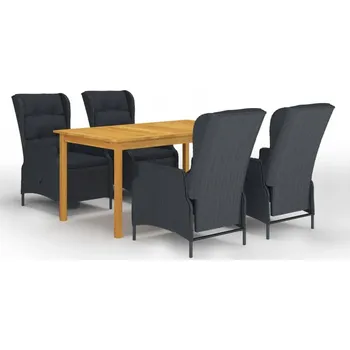 Zahradní sestava Zahradní nábytek, dřevěná sestava VidaXL, černá, 5 dílů