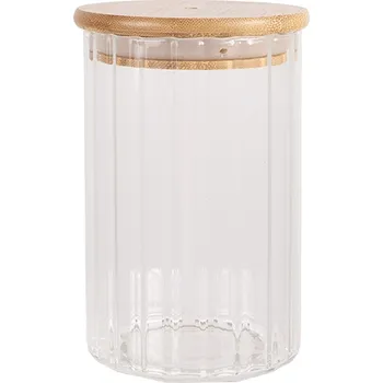 Dóza na potraviny Clayre & Eef - Skleněná dóza s dřevěným víčkem 6GL4719L