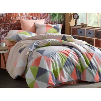 Povlečení Povlečení bavlna 140x200, 70x90cm Deisy losos nitěný knoflík