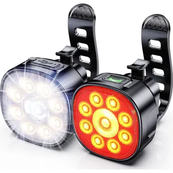 Cyklosvítilna SADA SVĚTEL NA KOLO PŘEDNÍ ZADNÍ LED OSVĚTLENÍ 300 lm + 50 lm