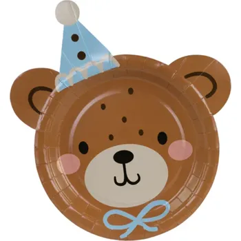 Jednorázové nádobí PartyDeco Papírové talířky Hlava medvídka , 6ks