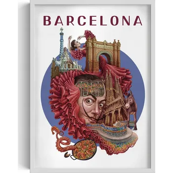 Obraz Závěsný obraz rámeček Barcelona Sagrada Familia Arc de Triomf Paella 50x70 cm