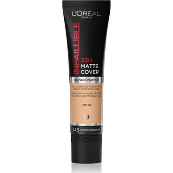 Make-up L’Oréal Paris Infallible 32H Matte Cover dlouhotrvající matující make-up SPF 25 odstín 145 (Warm Undertone) 30 ml