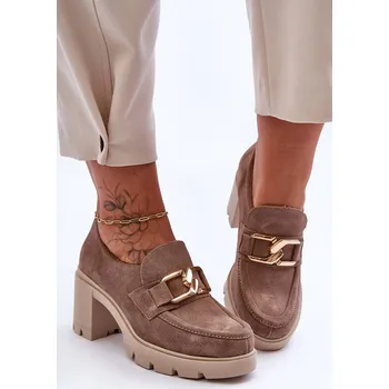 Dámské polobotky Elegantní boty se zlatým zdobením Harmell Barva: Béžová, Velikost: 41